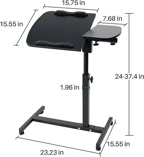 Стол для ноутбука на колесиках с регулировкой высоты 60*40*59-89см Чёрный | Зображення 5