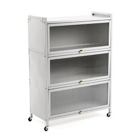 Шафа мобільна для зберігання розкладний триярусний з нержавіючої сталі біла 70*36*112,8см SW-00002116