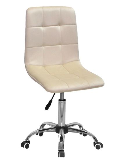 Стілець м'який із регулюванням висоти Tom CH-Office Ø570 мм, на хромованій хрестовині на прогумованих колесах велюр бежевий UC-902 | Зображення 5