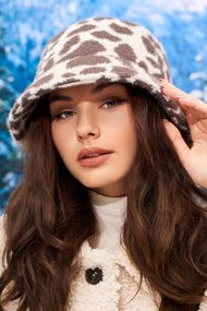 Теплая мягкая панама окраски коровы (6082-1) кремовый + коричневый