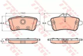 Колодки гальмівні дискові MB GL-CLASS 2012-, M-CLASS 2011-ден.  TRW (GDB1947)