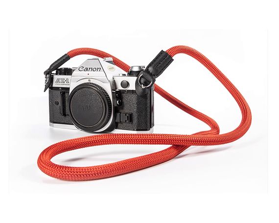 Ремень универсальный для фотоаппарата фотокамеры CAMERA STRAP нашейный плечевой из ткани красный | Зображення 2