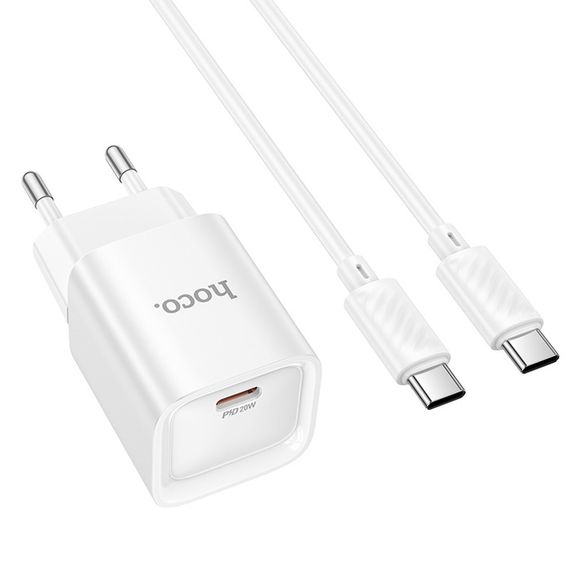 МЗП Hoco C146A Charm PD20W (1USB-C) + кабель Type-C to Type-C White | Зображення 2