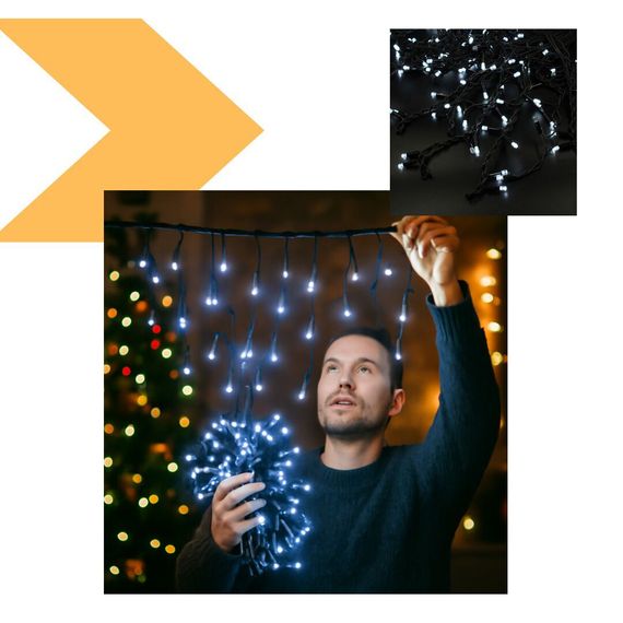 Xmas LED гірлянда 120 діодів 3.3Line Short Curtain Бульби/Бахрома W-2 Білий 5 метрів Чорний (47672-7237_675) | Зображення 3