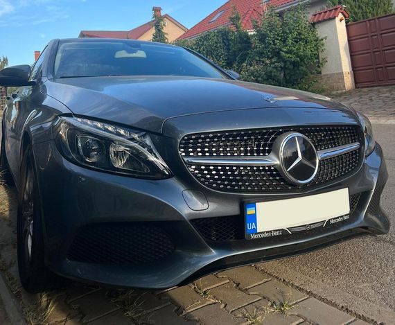 Передня решітка Diamond Silver 2014-2018, без камери для Mercedes C-сlass W205 2014-2021рр. | Зображення 3