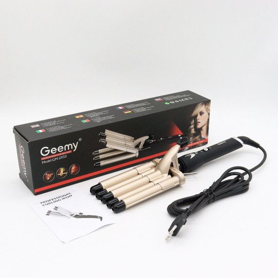 Плойка для завивки волос пять волн  Geemy GM-2933, 65Вт / Керамические щипцы для укладки волос с регулятором | Зображення 9