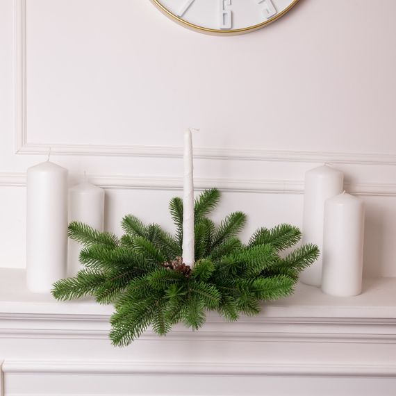 Штучний підсвічник вінок Новорічний з декором зелений на 1 свічку SOK-O-1