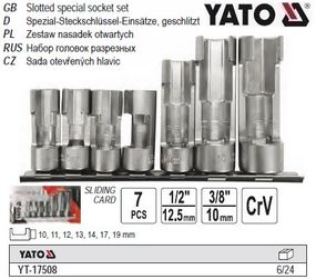 Набір головки торцеві для лямбда-зондів 3/8" 1/2" М10-19 7 штук YATO-17508