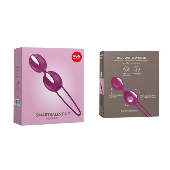 Вагінальні кульки Fun Factory SMARTBALLS DUO, бордово-білі, 2 шт, діаметр 3,2 та 3,6 см | Зображення 5