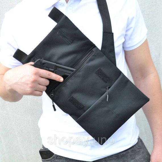 Тактична сумка‑месенджер з кобурою, Cordura 1000D, чорна, приховане носіння, слінг через плече | Зображення 3