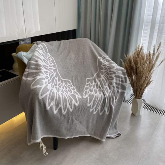 Плед SoundSleep Wings бавовняний 140х200 см сірий (653590756101) | Зображення 4