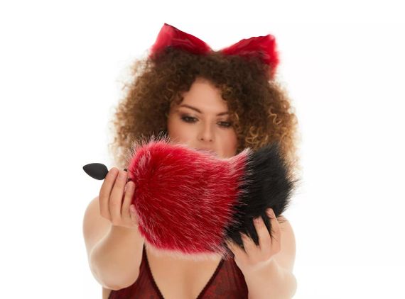 Анальний хутряний хвіст, Темно-червоний із чорним кінчиком, OKOVA Sex Aura | Зображення 3