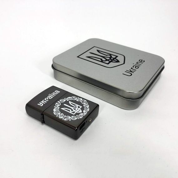 Дугова електроімпульсна запальничка USB Україна металева коробка HL-447. Колір: чорний | Зображення 9