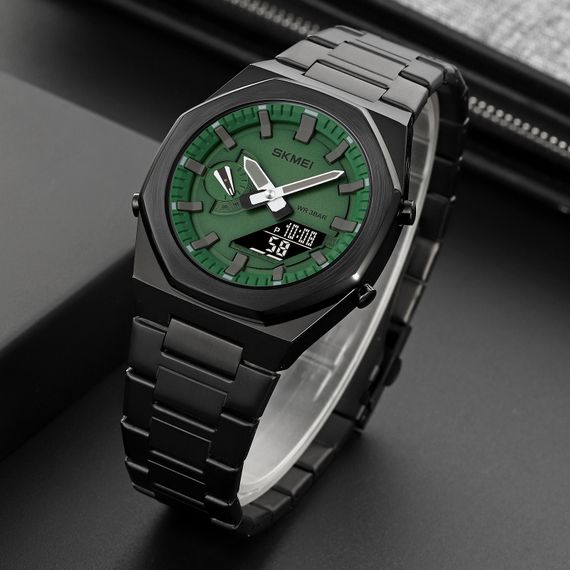 Чоловічий годинник Skmei 1816BKGNBK Black Green-Black | Зображення 3
