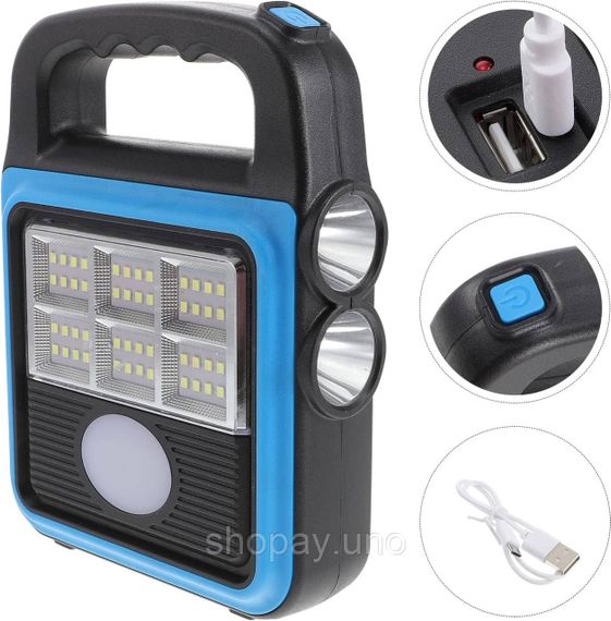 Фонарь-прожектор USB з сонячною панеллю та павербанком Solar LED light HS-8020