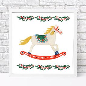 Постер в рамке Игрушка конек 30x30 см