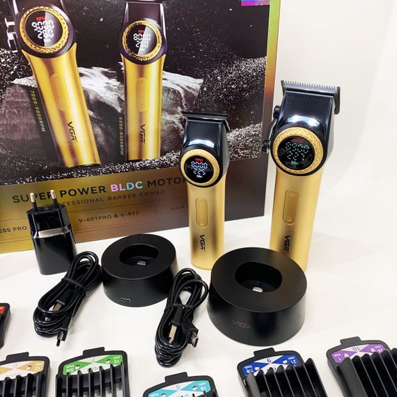 Набір VGR 2 в 1 V-001 V-977 GOLD, акумуляторна машинка для стрижки та триммер. Колір: золотий | Зображення 1