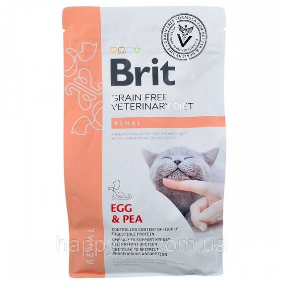 Корм сухой Brit Grain Free VetDiet Cat Renal для котов с заболеванием почек с яйцом и горохом 2 кг | Зображення 2