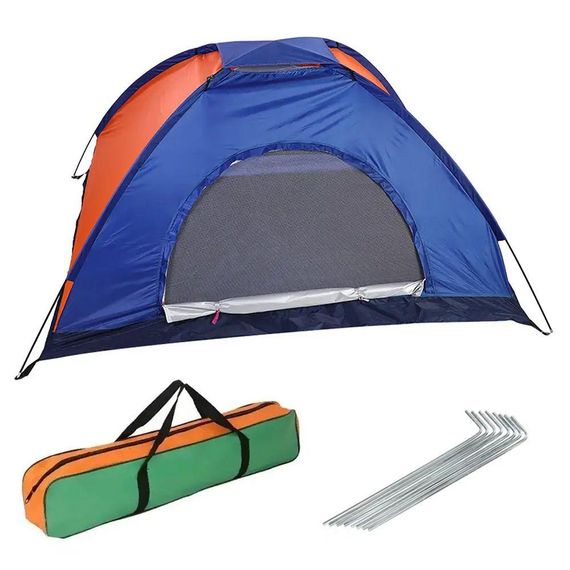 Туристическая палатка 3-х местная (200х150см), Синяя / Палатка для кемпинга / Походная палатка на 3 персоны