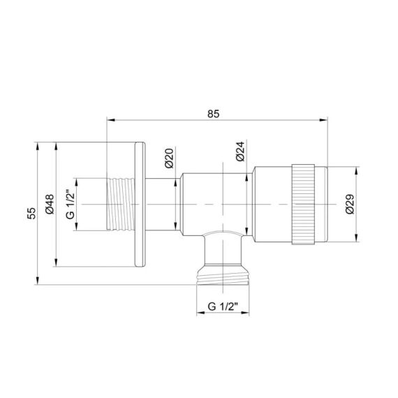 Кран кутовий Thermo Alliance Standart 1/2"НН неірж., з керам. буксий TAS345W1515SS | Зображення 1