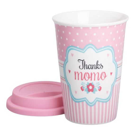 Стакан порцелянаовий 420 мл з силіконовою кришкою Thanks momo RX-N240288TM | Зображення 1