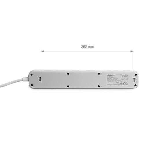 Мережевий подовжувач VIDEX ONCORD з/з 4п 3м (3x1.5мм) 3.4А USB(QC3.0) +USB-C(PD20W) з кнопкою White | Зображення 6