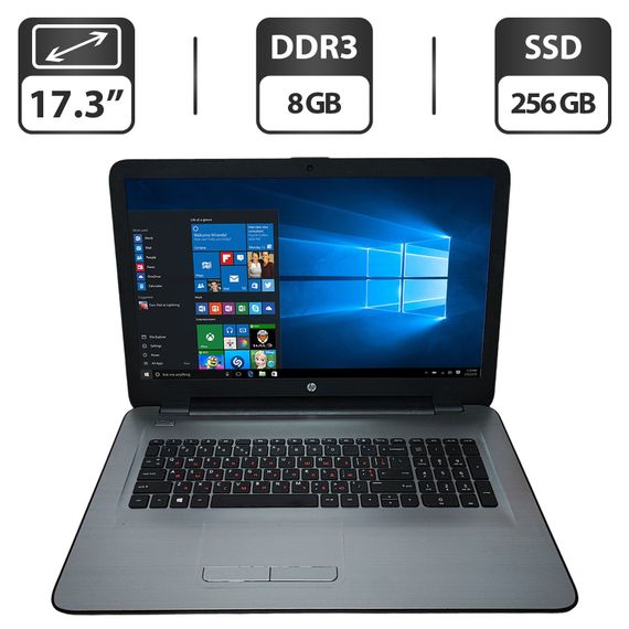 Ноутбук Б-класс HP 17-y020nd / 17.3" (1600x900) TN / AMD A8-7410 (4 ядра по 2.2 - 2.5 GHz) / 8 GB DDR3 / 256 GB SSD / AMD Radeon R5 Graphics / WebCam / DVD-ROM б/у