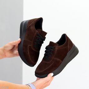 Замшеві кросівки в модному шоколадному відтінку натуральна замша, топова модель 37