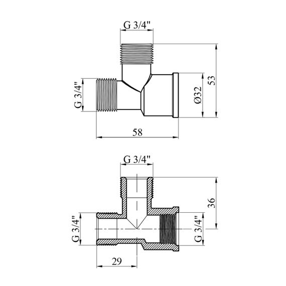 Трійник посилений LexLine 3/4" ВЗЗ нікельований НК0209-Вн | Зображення 1
