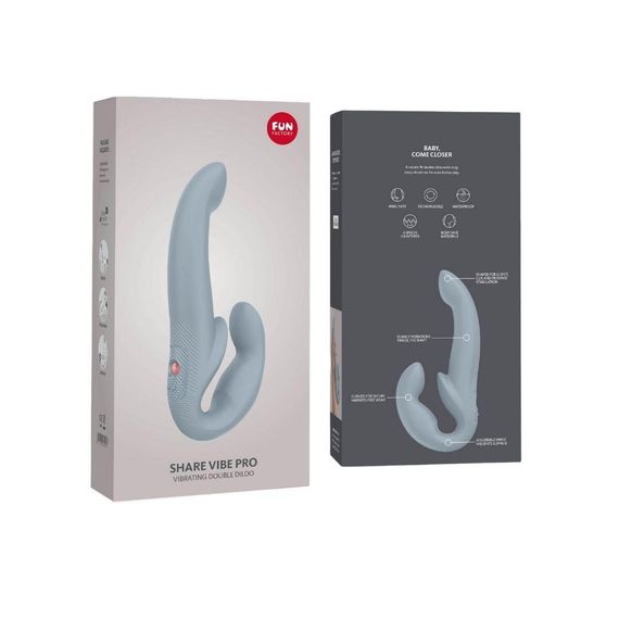 Безремневой страпон с вибрацией Fun Factory SHARE VIBE PRO cool grey, регулируемый | Зображення 5