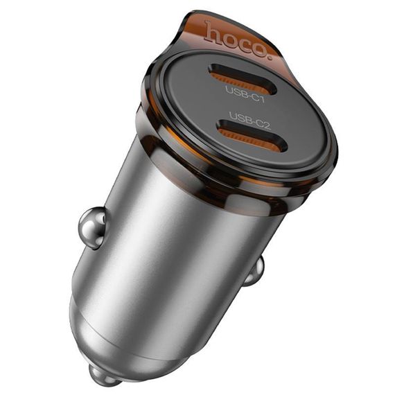 АЗП Hoco NZ16B Rigorous PD45W (2USB-C) Metal grey | Зображення 1