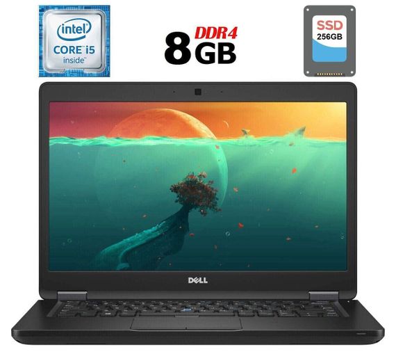 Ноутбук Б-клас Dell Latitude 5480 / 14" IPS / Core i5-6300U (2(4) ядра по 2.4-3GHz) / 8GB DDR4 / 256GB SSD M.2 / HD Graphics 520 / WebCam / USB 3.1 / HDMI / Win 10 б/в