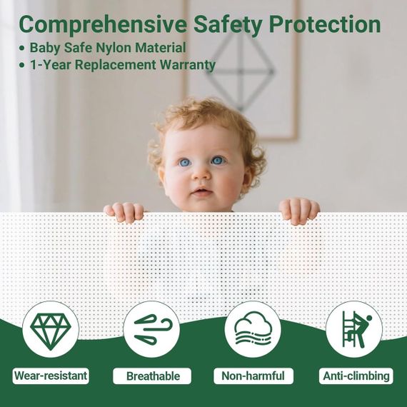 Защитные ворота барьер для лестницы и двери раздвижные, для детей и животных, рольставни белые, перегородка | Зображення 2