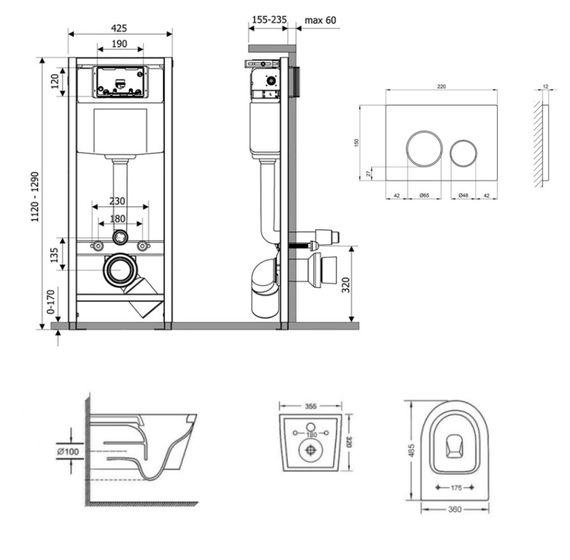 Набір Qtap Nest 4 в 1 підвісний унітаз Swan Ultra Quiet 485x360x320 + комплект інсталяції QT16335179W45151 | Зображення 1