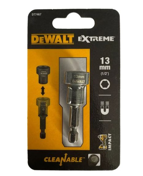 Головка торцева ударна DeWalt EXTREME Impact магнітна шестигранна для видалення металевої стружки 1/4" 13 мм (DT7467)
