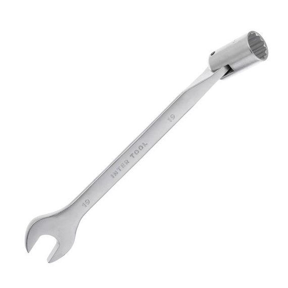Ключ ріжково-накидний шарнірний 19 мм, Cr-V, INTERTOOL XT-1419