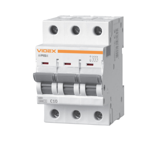 Автоматичний вимикач 3P 10А 6 kA VF-RS6-AV3C10 Resist Videx