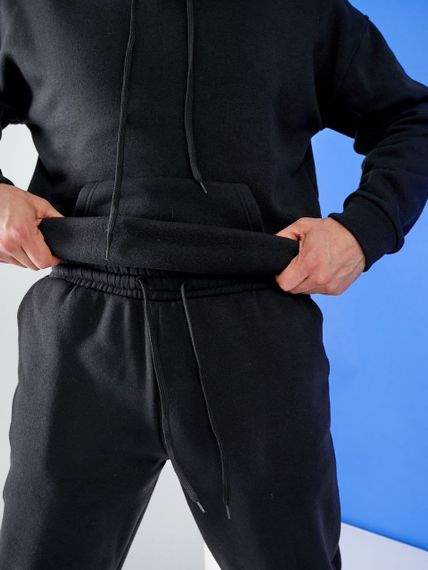 Мужской теплый спортивный костюм на флисе двойка KI503 цвет черный, размер 50/52 | Зображення 4