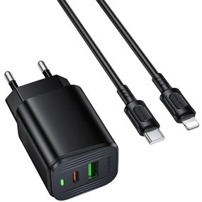 МЗП Borofone BAS83A Star PD20W+QC3.0 (1USB-A/1C) + кабель Type-C to Lightning Black