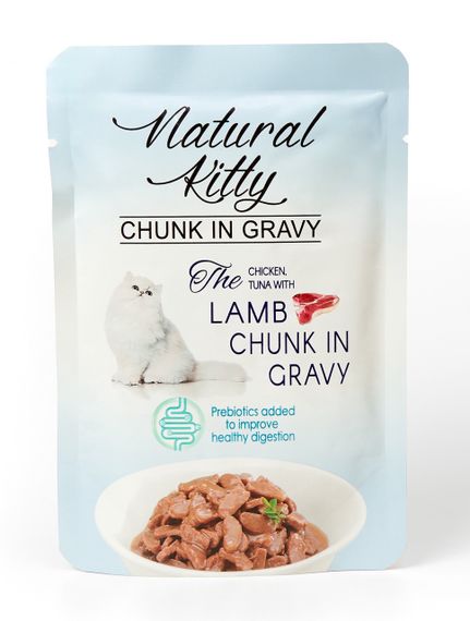 Вологий корм для котів з куркою, тунцем і ягнятком Natural Kitty Chunk In Gravy Chicken, Tuna With Lamb, 85 гр