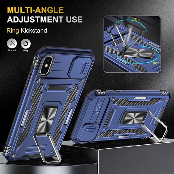 Ударостійкий чохол Camshield Army Ring для Apple iPhone X / XS (5.8") Синій / Navy | Зображення 1