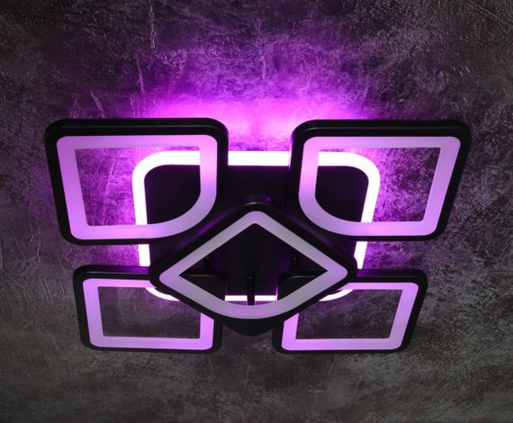 Люстра світлодіодна стельова LED світильник для квартири на стелю лед з пультом 25726 Чорний 11х40х40 см. | Зображення 5