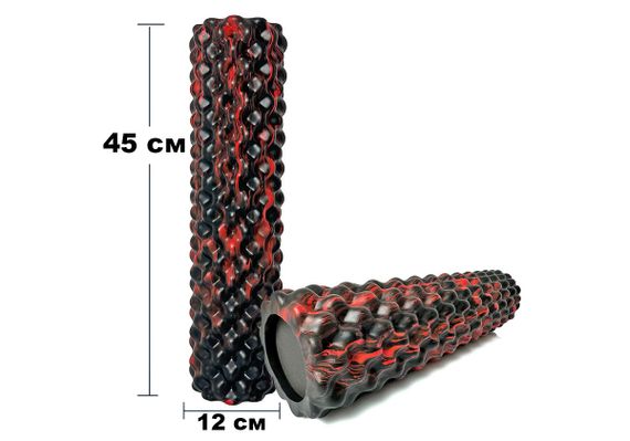 Масажний ролик EasyFit Bubbles 45 см Чорно-червоний (EF-2063) | Зображення 1