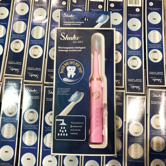 Зубная электрическая щетка для двоих Shuke SK-601 розовая, Электрическая зубная щетка shuke, Ультра звуковая UM-755 зубная щетка | Зображення 5