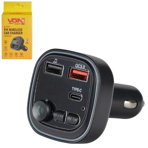 FM модулятор VOIN W-3304 трансмітер в авто Bluetooth 5.0 швидка зарядка QC3.0 Type-C пристрій для музики | Зображення 1