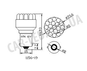 Світлодіодна Автолампа +1156 (P21W) -S25-BAY15s-19LED. china brand | Зображення 1