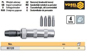 Набор отвертка Польша ударная 4 насадки VOREL-65120