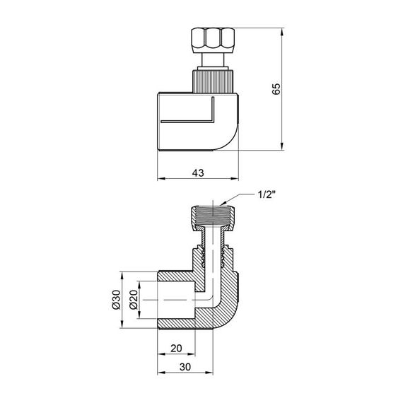 Кутник PPR Blue Ocean з накидною гайкою 20х1/2" 90 ° ВР SD00042184 | Зображення 2