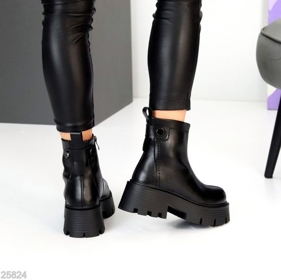 Эффектные молодежные зимние черные ботинки на толстой подошве | Зображення 2