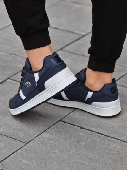 Демісезонні кросівки Lacoste натуральна шкіра + текстиль колір синій, білий | Зображення 1